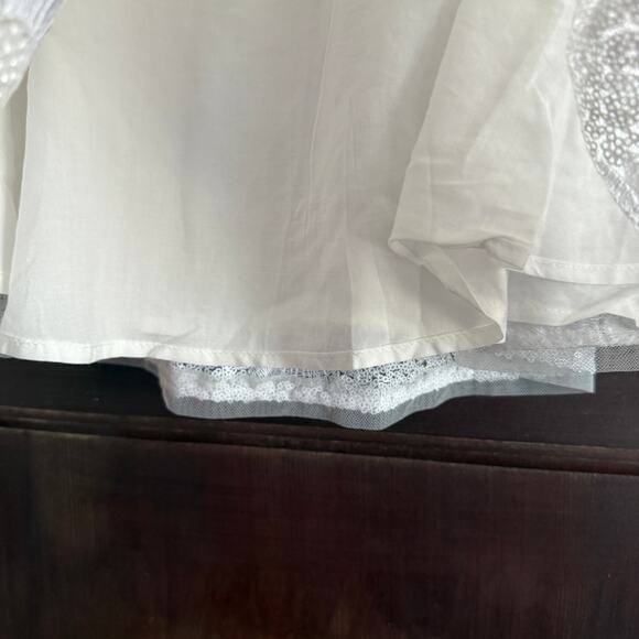 ZARA | Sparkly Girl's White Sequin Beaded Embroidered Floral A Line Skirt | 9-10 - Picture 4 of 6
